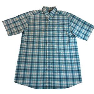 Ariat Pro Series Short Sleeve Plaid Button Down Shirt Men's Size LT Western